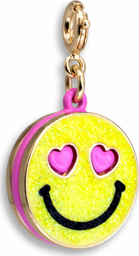 Gold Glitter Smiley Face Charm