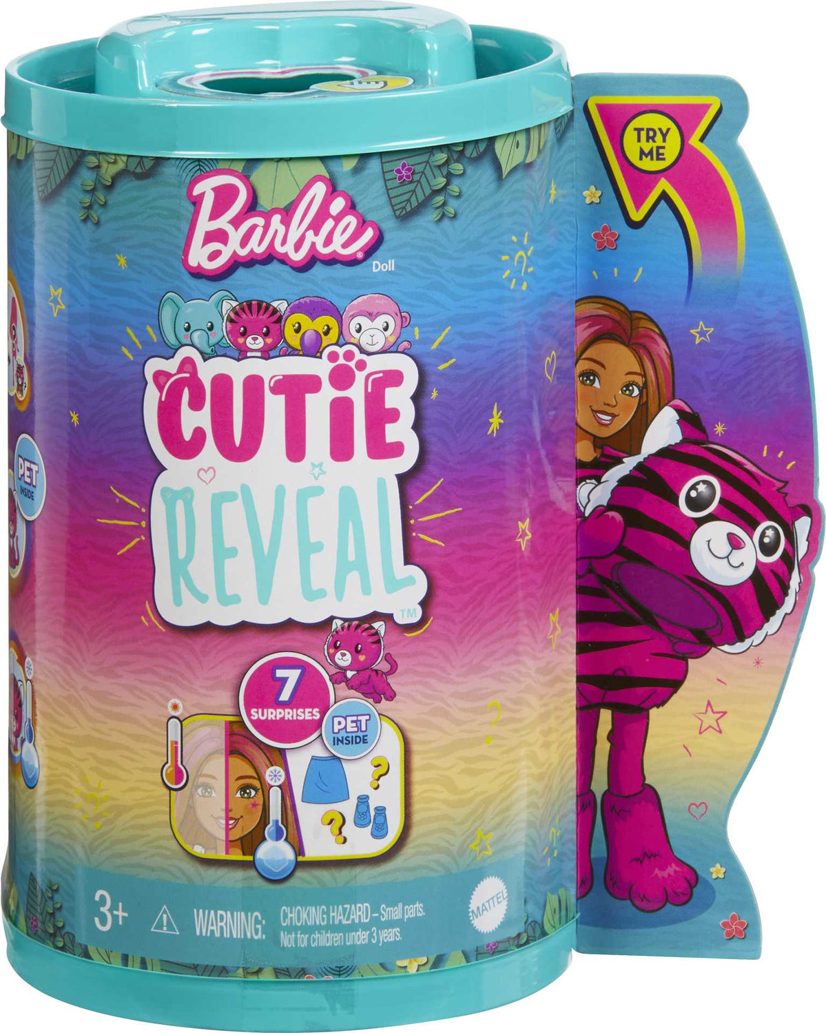 Barbie Cutie Reveal Chelsea Small Doll, Jungle Series Tiger Plush Costume,  7 Surprises Including Mini Pet & Color Change