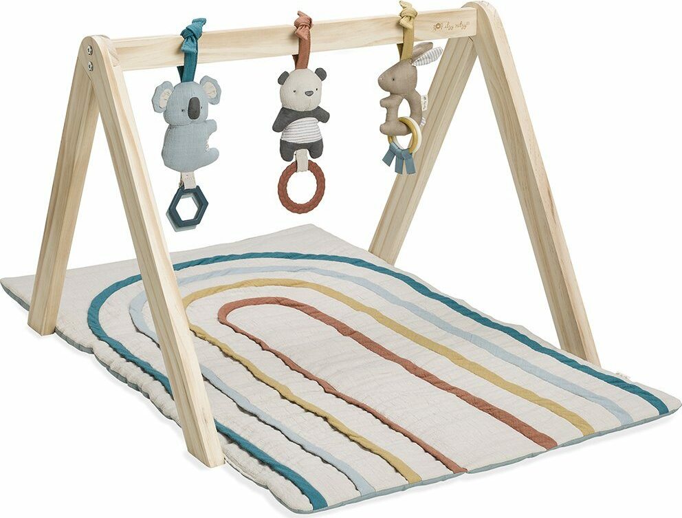 Ritzy Activity Gym - Wooden Activity Gym with Play Mat and Toys (Rainbow)