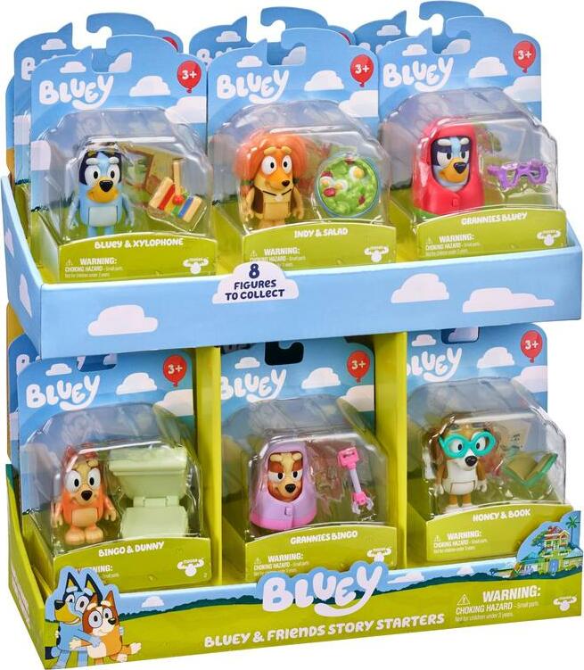 Bluey Story Friends Pack Includes Bluey, Indy, Muffin, Snickers, Figures +  Acc